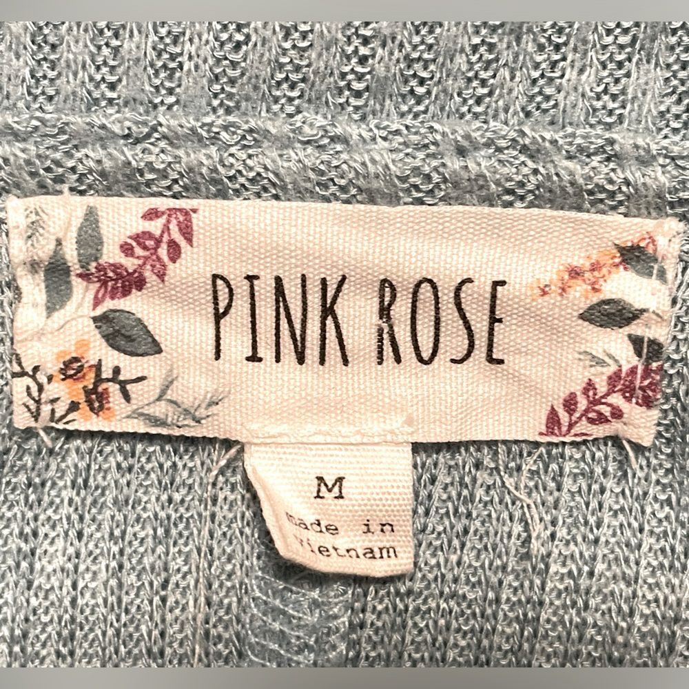 Pink Rose Drawstring-Hem Knit Top Sweater Light Teal Blue Size Medium - Picture 5 of 7